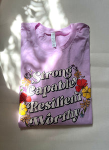 Strong Resilient Capable Worthy - Lilac [Unisex Tee] READY TO SHIP