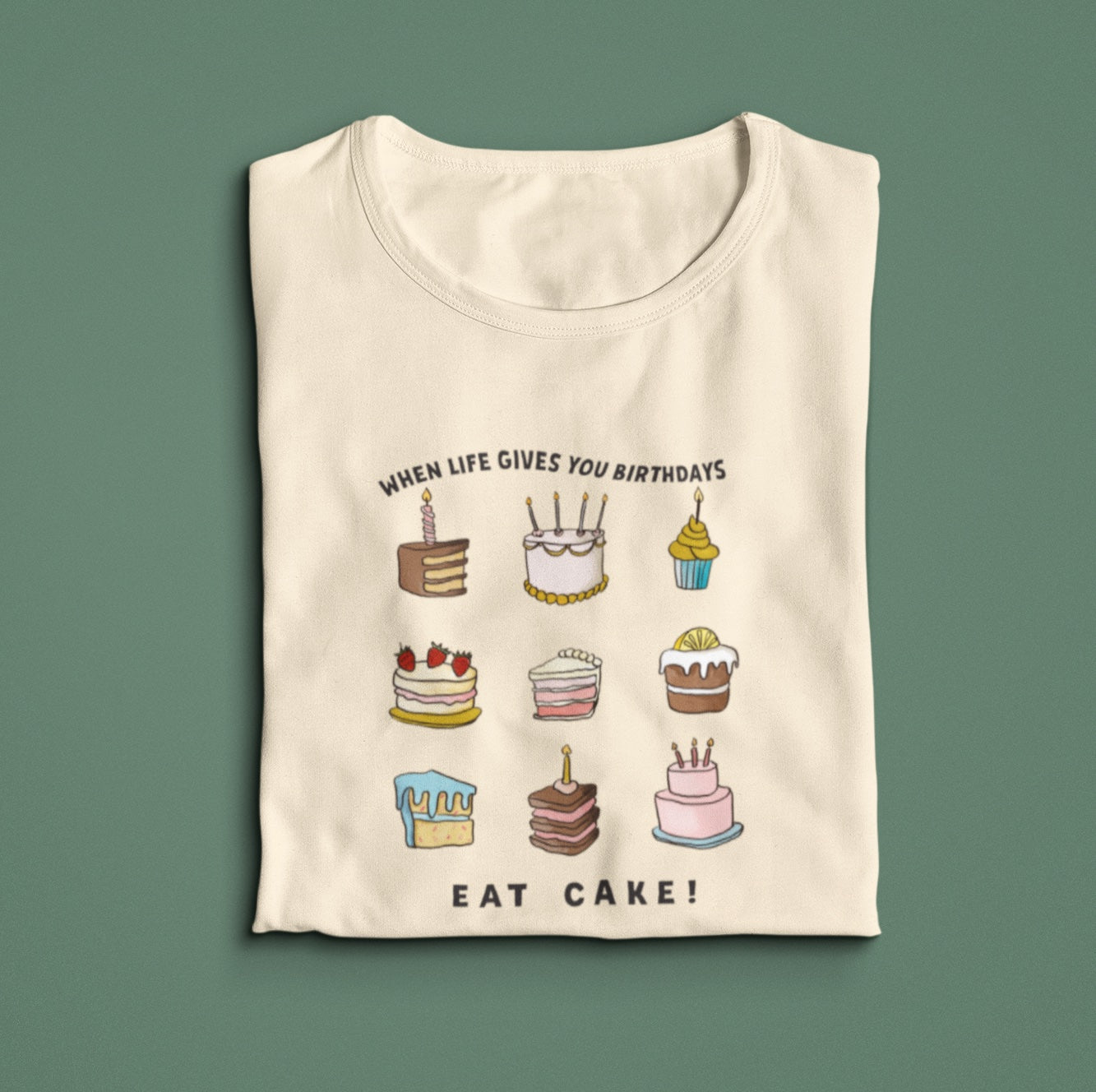 Eat Cake- Natural -Adult Unisex Short Sleeve Tee