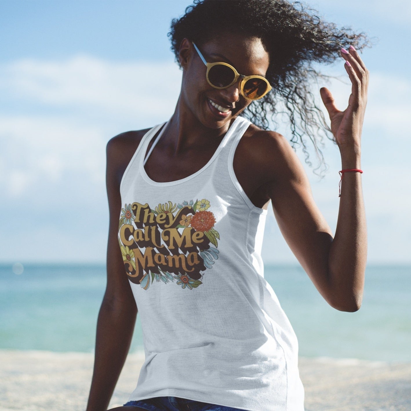 They Call Me Mama - Racerback Ladies Tank Top - [White] READY TO SHIP