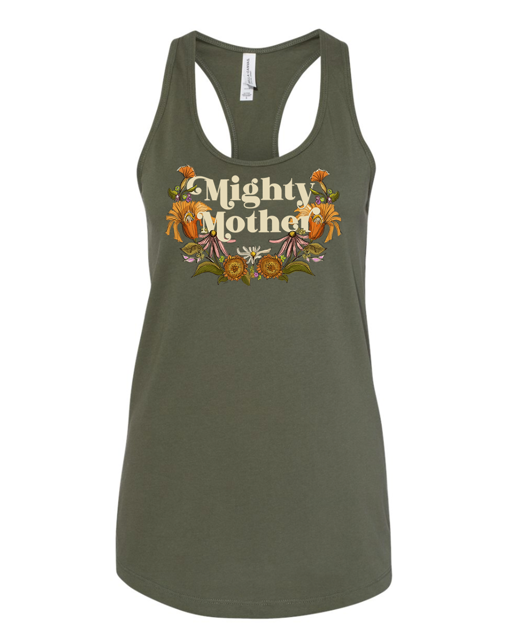 Mighty Mother - Racerback Ladies Tank Top - [Military Green] READY TO SHIP